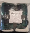 Eddie Bauer Home Plush Sherpa Throw 60 X 70 Inch Green Plaid Pattern