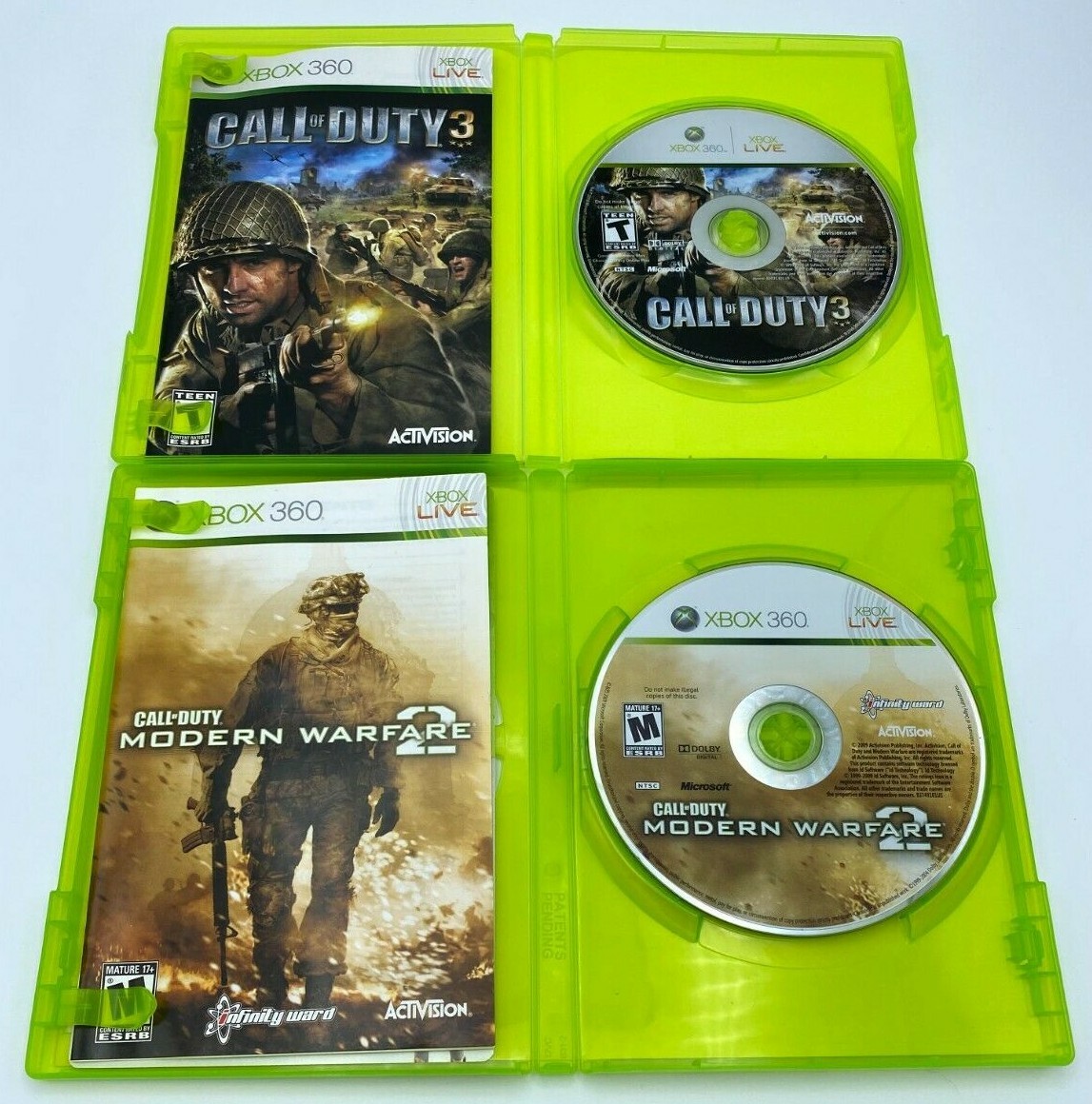 Call Of Duty Lot Xbox 360 Modern Warfare 1 + 2+ 3 + COD 3 Call Of Duty Lot Xbox 360 Modern Warfare 1 + 2+ 3 + COD 3