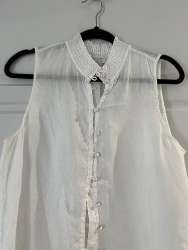 Witchery Linen Button Down Sleeveless White Top -Size 14 - 5+ items free AU post - Picture 10 of 15