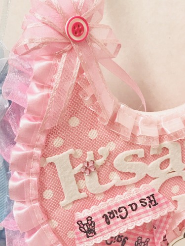 2pcs Bibs Baby Shower Favor Decorations PINK Party Table Girl - Picture 5 of 11