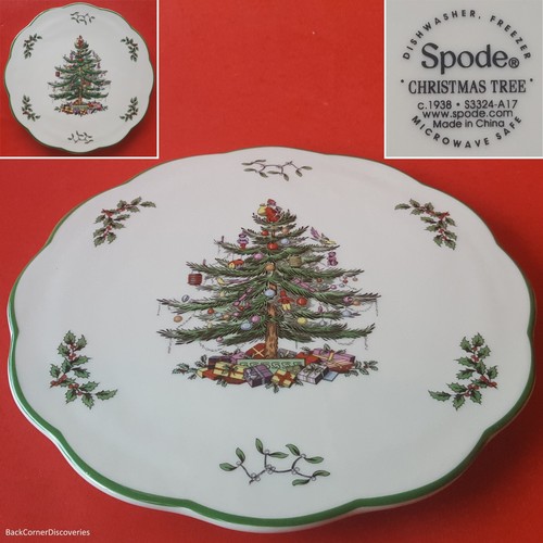 Spode S3324-A17 ÁRBOL DE NAVIDAD 9" Remache de Queso Redondo con Borde de Vieira. Borde verde - Imagen 1 de 5
