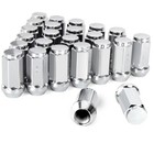 24 Chrome 14x1.5 Wheel Tuner Lug Nuts 1.8" For Chevy GMC Silverado Sierra 1500