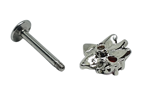 Flower Labret Pink Enamel Hibiscus 16g (1.2mm) Surgical Steel Bar Tragus Helix - Picture 8 of 12