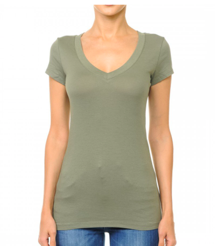 NEW Basic Solid Tee T-Shirt V Neck Top Ambiance- L/XL/1X - Picture 28 of 31