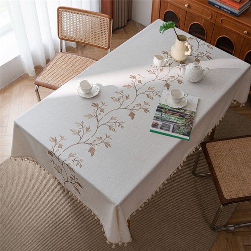 Vintage Tassel Tablecloth Embroidery Table Cloth Cover Dining Kitchen Home Decor - Picture 15 of 30