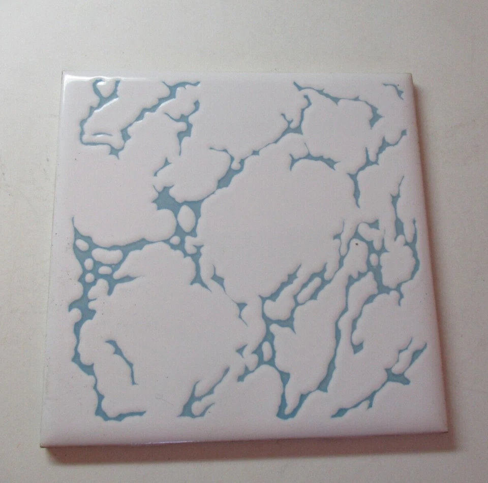 1 Azulejo de Pared NTK Japón Polvo Azul Veado Sobre Blanco Porcelana Cerámica De Colección Foto 4 de 4