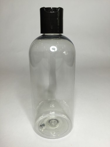 Leere 250 ml PET Kunststoff klare Boston Flaschen und schwarzer Scheibendeckel *BELIEBIGE MENGE* - Bild 2 von 4