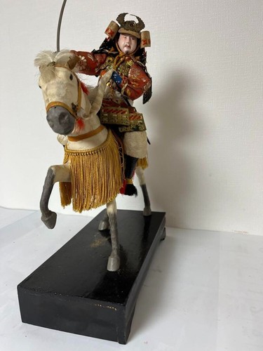 Japanese Doll  Musha Samurai Daimyo Worrier On a White Horse w/Base Stand - Picture 13 of 14