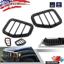 Carbon Fiber Front Side Marker Light Guard Covers Trims For HUMMER H3 H3T 06-10