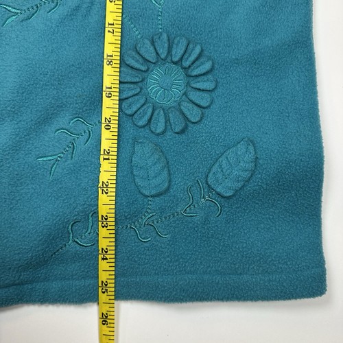 Denim & Co Jacket Womens Large Blue Turquoise Embroidered Fleece Office Casual - Picture 6 of 8