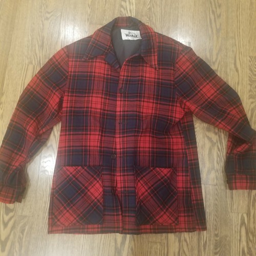 VTG Woolrich Men's Red Black Green Plaid Lumberjack Heavy Nylon Wool Medium - Picture 1 of 7