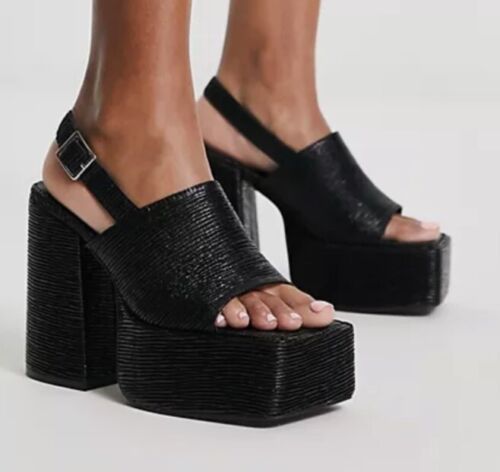 Heartbreak klobige Plateau-Sandalen mit Absatz Schwarz Größe UK 7 neu im Karton