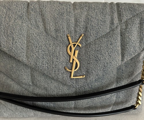YSL SAINT LAURENT Medium Loulou Puffer Denim Shoulder Bag - Picture 8 of 11
