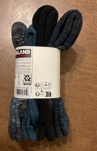 4 Pair Kirkland Signature Ladies' Fine Merino Wool Blend Crew Socks Blue & Black - Picture 4 of 4