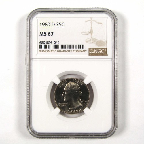 1980 D Washington Quarter MS 67 NGC Clad 25c Uncirculated SKU:I9538