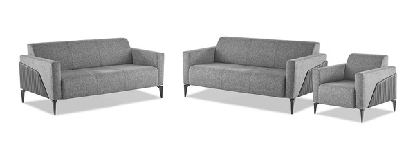 Modern Sofas Sofa-Set 3Tlg 2X 3-Sitzer Sessel Grau Sofagarnitur SitzmöBel-image