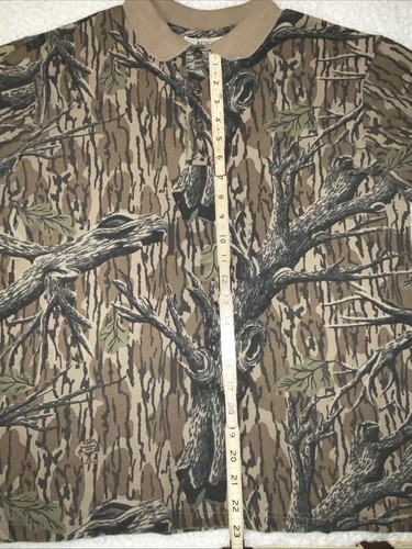 Vtg Mossy Oak Polo Treestand Camo Old Tree Hunting USA Cotton Men’s Large 80s - Picture 5 of 18