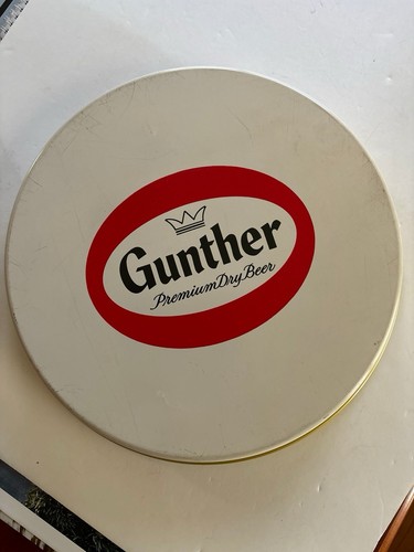 Vintage GUNTHER Premium Trockenbier * Get in the Golden Mood * 13" Metall Serviertablett - Bild 3 von 3