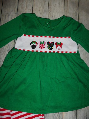NEU Boutique Weihnachten Minnie Mouse Tunika Rüschen Leggings Mädchen Outfit Set - Bild 2 von 3