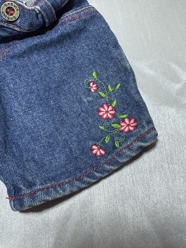 Build A Bear Denim Jeans bestickt rot Blumen rot weiß Pailletten Herz Top - Bild 2 von 7