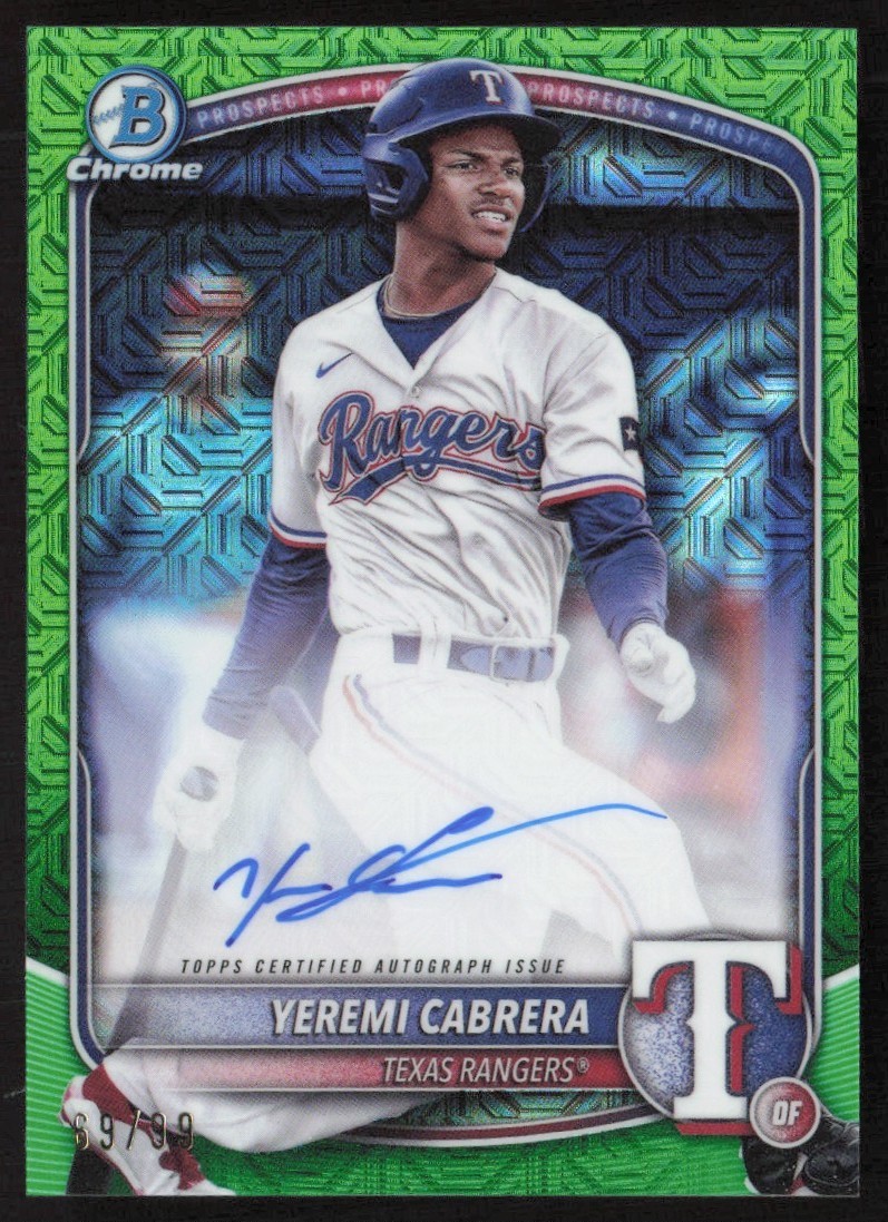2025 Bowman Chrome Green Mojo Refractor 69/99 Yeremi Cabrera Auto #CPA-YC TS8