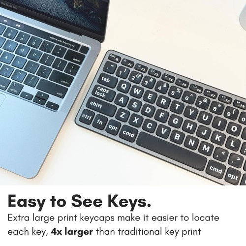 Wired Keyboard for Mac (USB C + A) - Large Print and Backlit for Apple - 107 ... - Picture 2 of 7
