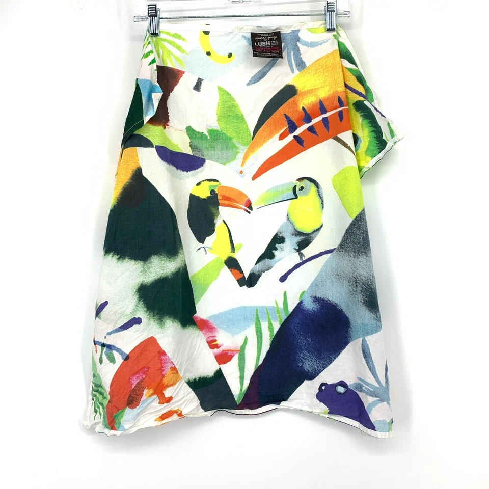 Marcel George For LUSH Knot Wrap Bandanna Toucan Love Print Bold Colors 22 X 21" - Image 3 of 4