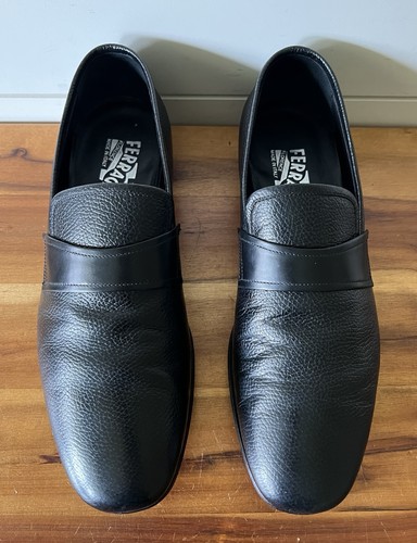 Salvatore Ferragamo schwarz genarbtes Leder Halbschuhe Schuhe Herren Größe 6,5 EE - Bild 6 von 13