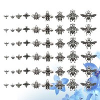 80 StüCk Retro Legierung AnhäNger Antik Silber Biene Charms Diy Schmuck ZubehöR