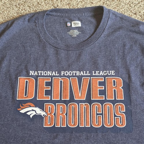 Denver Broncos Shirt Mens Large Blue NFL Football Team Apparel Cotton Blend Tee - Picture 2 of 7