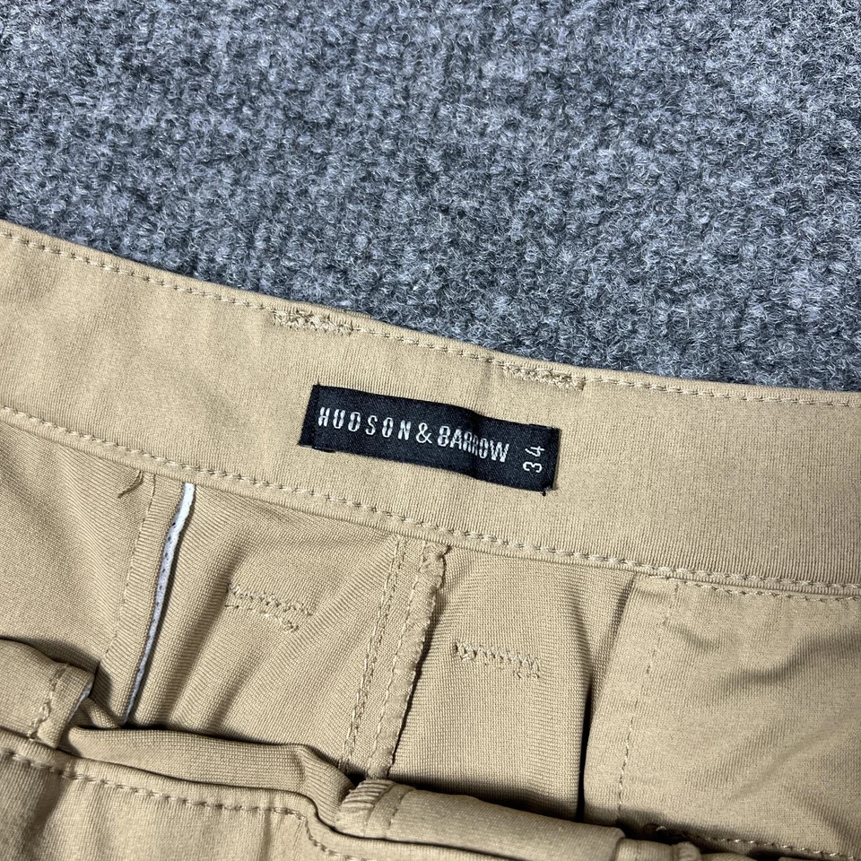 Pantalones Cortos Hudson & Barrow Para Hombres 34 Caqui Frente Plano Poliéster Informal Golf Clásico Foto 2 de 4