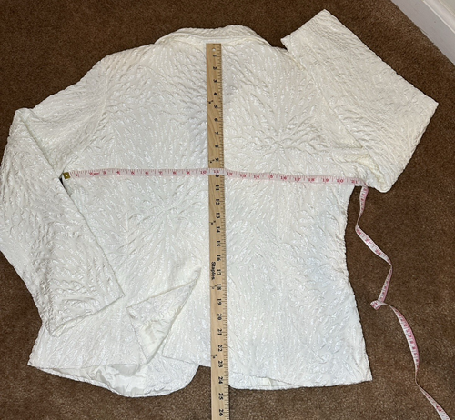 John Meyer Collection Creamy White Textured Brocade Skirt Suit Set Size 14/16 - Picture 11 of 15