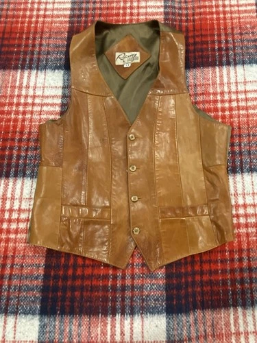 Genuine Leather Remy Fashions Men’s Vest 40 Small S Retro Vintage Brown - product listing photo