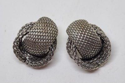 schöne schwere Vintage Sterling Silber Seil Ohrringe komplett gepunzt 26,73g