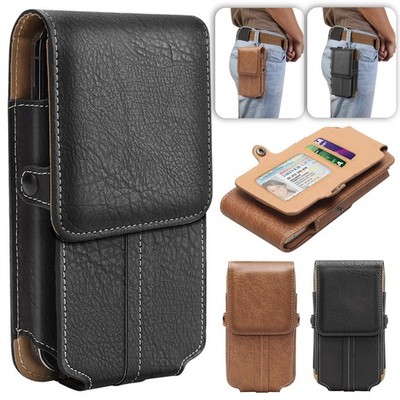 Vertical PU Leather Phone Case Bag w/ Belt Metal Clip For Samsung & For iPhone