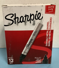 12/PACK Sharpie Metal Barrel Permanent Markers Bullet Tip Heavy Duty Black