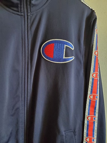 Chaqueta de Pista de Fútbol CHAMPION Cremallera Completa Bordada Para Hombre Grande Azul - Imagen 3 de 9