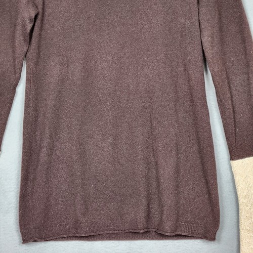 MAGASCHONI Sweater Womens Small Brown Ivory Turtleneck Lightweight Cuffs - Picture 6 of 12