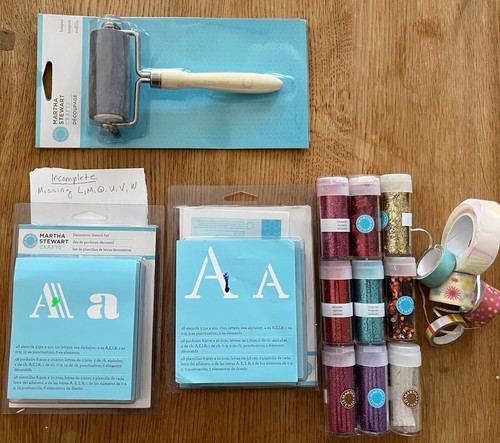 Lote de juegos de plantillas de lujo artesanales Martha Stewart, brillo, herramientas, Washi Tape