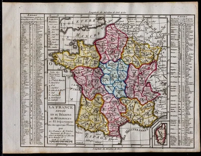 1791 - Carte des 83 départements de la France - Carte géographique ancienne - Photo 1/4