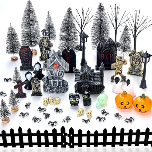 56 Pcs Halloween Village Accessories Set Halloween Haunted House Village Set  - Bild 2 von 7