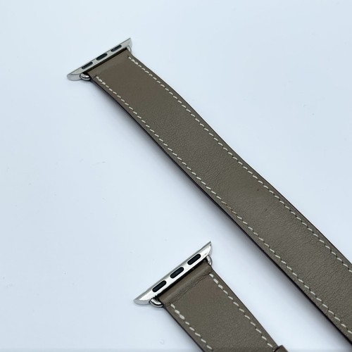 Oryginalny zegarek Apple Watch Hermes ETOUPE Czarny Swift Skórzany podwójny pasek 42mm 41mm - Zdjęcie 9 z 24