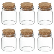 6Pcs Mini Glass Bottles with Cork Stoppers, 25ml Small Clear Glass Jars