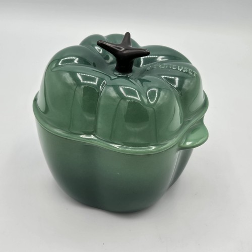 Le Creuset grüne Paprika Kasserolle Petite Steingut Cocotte - Bild 2 von 9
