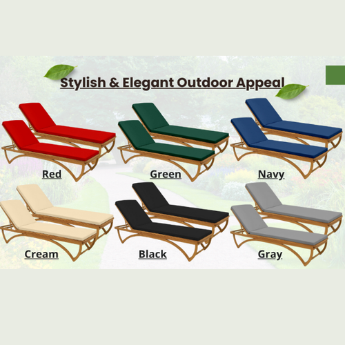 Pack of 2 Sun Lounger Cushion Pad Waterproof Outdoor Garden Bench Cushions Pad - Picture 4 of 40