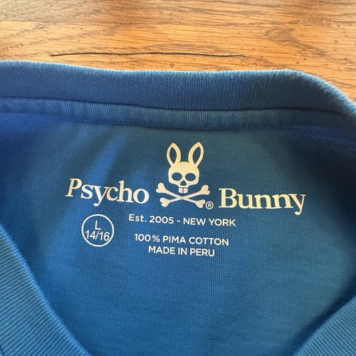 Psycho Bunny Youth Delft Blue Copa Short Sleeve Tee Size Kids Large 14/16 - Picture 8 of 11