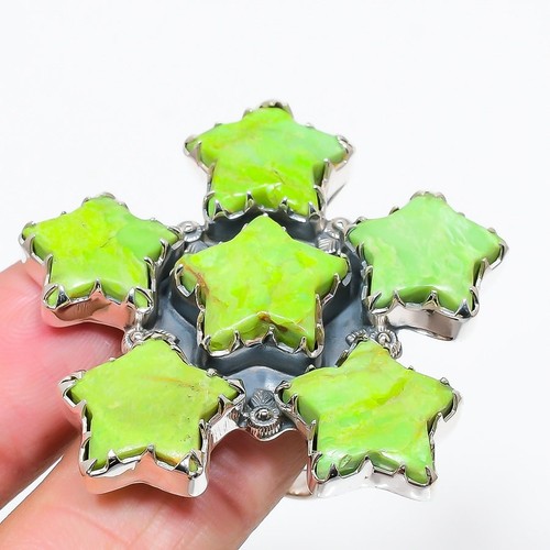 Anillo Boho Día de la Amistad Artesanal Declaración Plata Sólida Turquesa Verde Natural