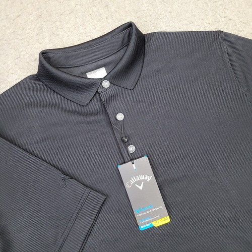 Callaway Golf Cooling Poloshirt Herren Medium Schwarz Kurzarm Opti Dri NEU - Bild 1 von 9