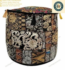 New Indian Floral Pouf Cover Any Room Ottoman FootStool Decorative Boho Bean Bag