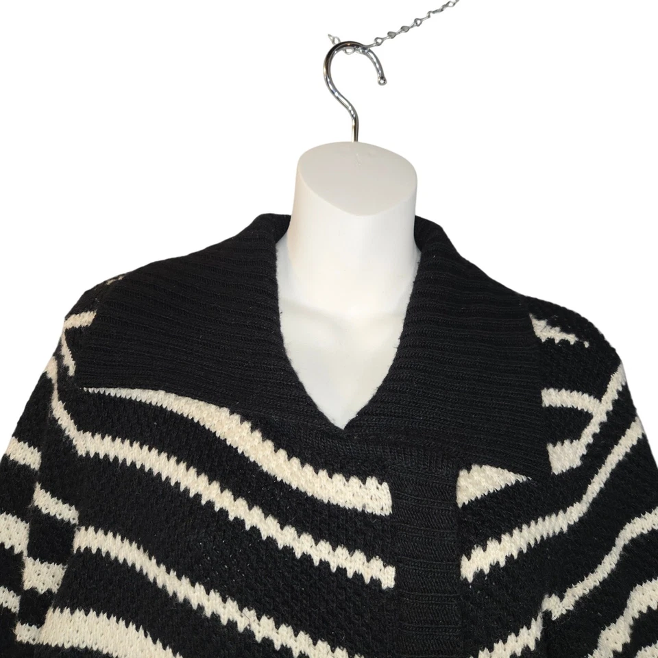 Cárdigan largo de lana Moda International para mujer M suéter plumero a rayas cremallera tejido Foto 3 de 4